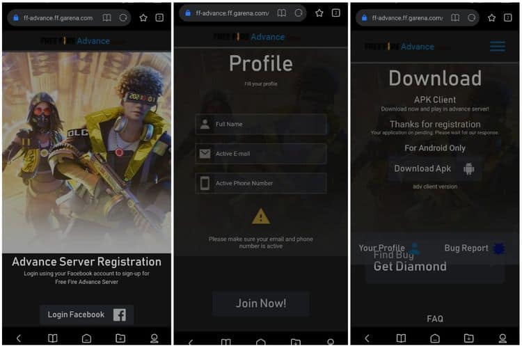Cara Daftar Free Fire Advance Server